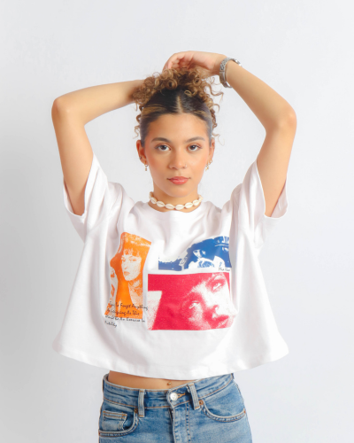 Pulp Fiction White Crop Top-MERAKI